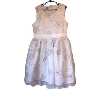 Special Editions Girls White Embroidered Sleeveless Dress Size 12